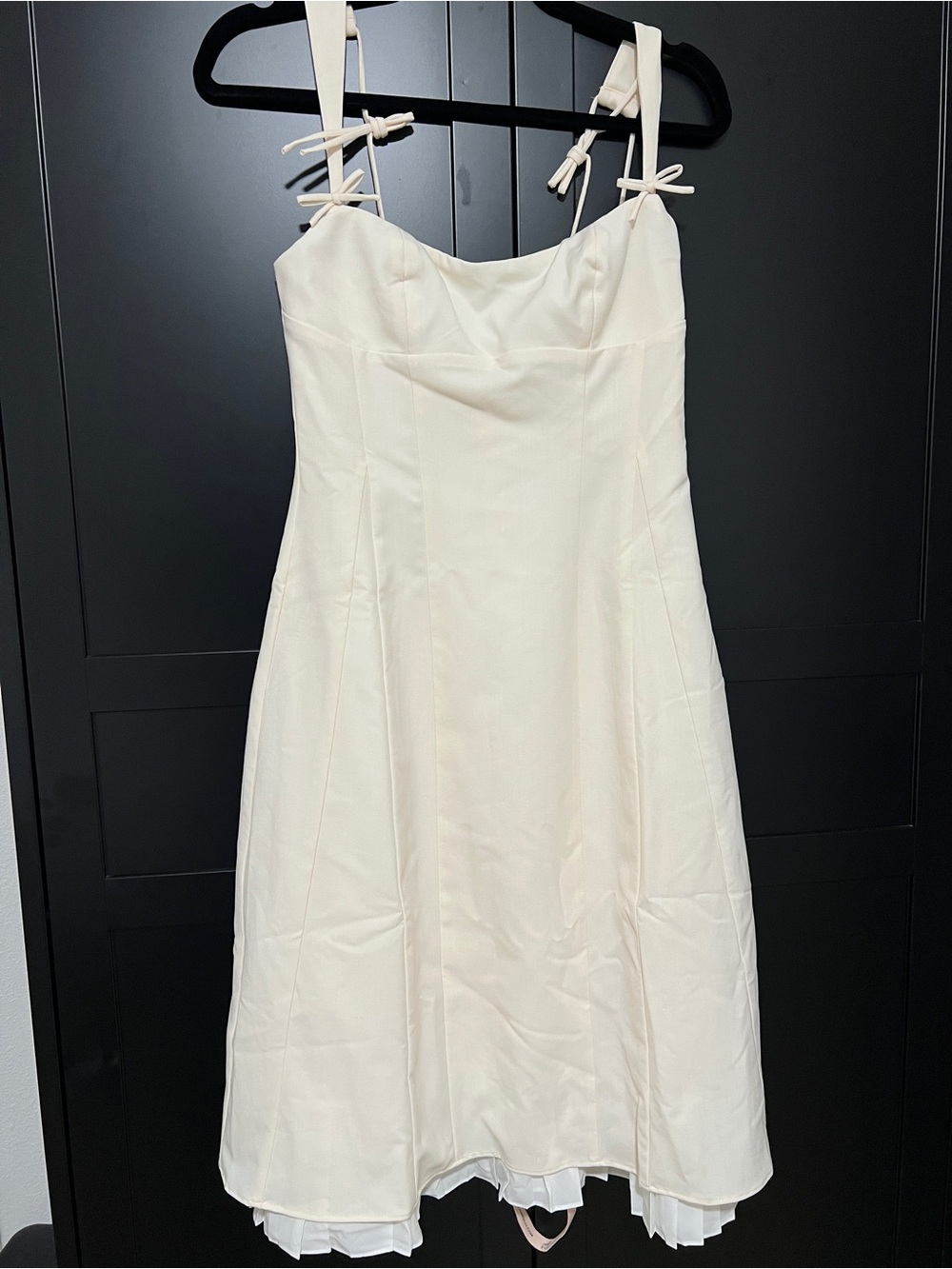 Oh Polly Cream Strapless Square-Neck Midi Dress with Bow Straps - Picture 7 of 8